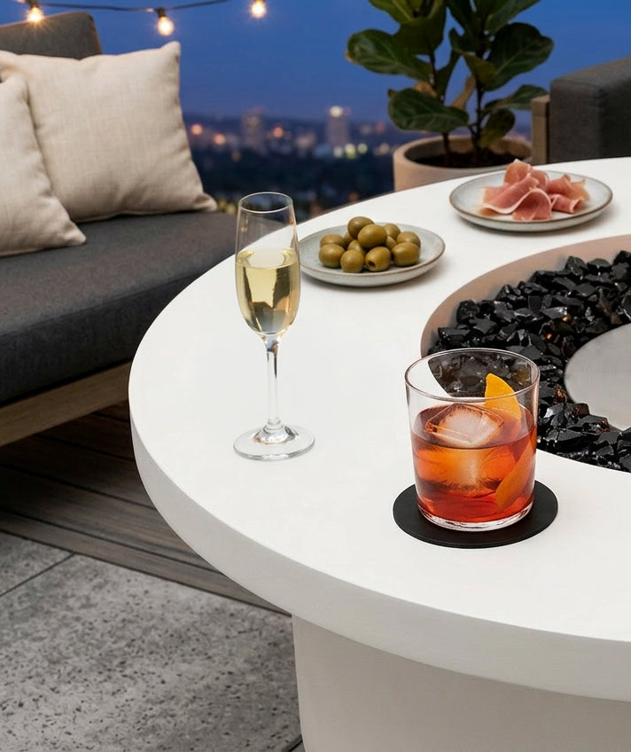 EcoSmart Fire Mimosa 40 Bioethanol & Gas Fire Pit Table with Modern Circular Design
