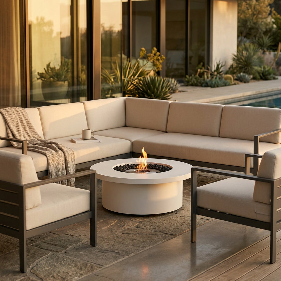 EcoSmart Fire Mimosa 40 Bioethanol & Gas Fire Pit Table with Modern Circular Design