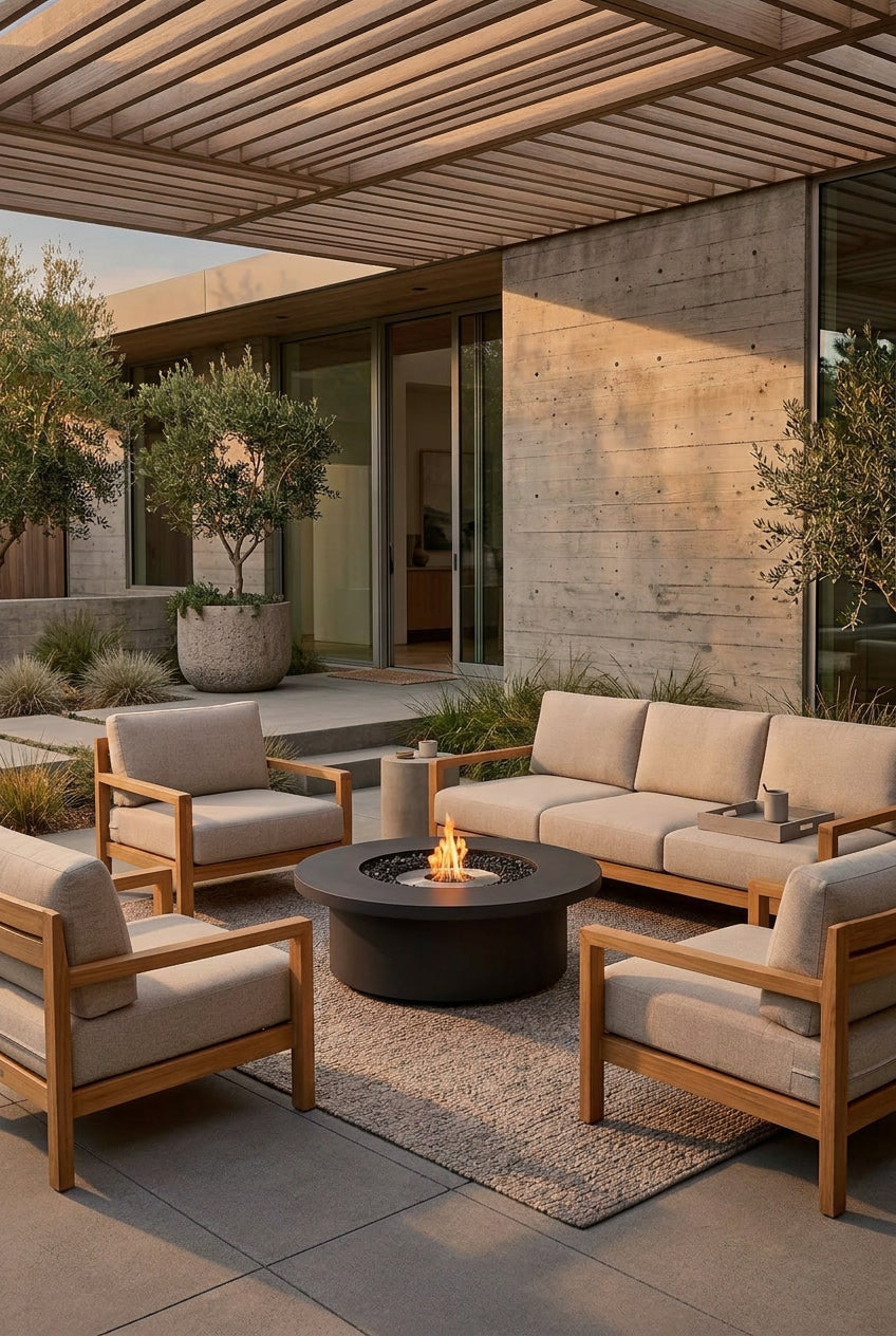 EcoSmart Fire Mimosa 40 Bioethanol & Gas Fire Pit Table with Modern Circular Design