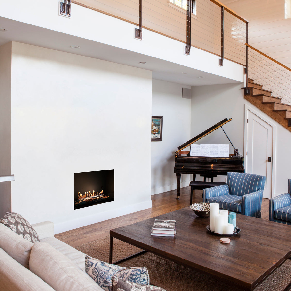 EcoSmart Heritage 56SS Bioethanol Fireplace with Wide Flame View