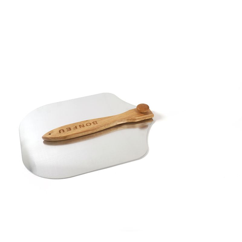 BonFeu BonPizza Stainless Steel Pizza Spatula with Wooden Handle for Easy Serving