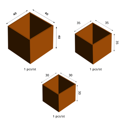 Corten Steel Planter Set of 3 Fiora Outdoor Garden Planters Modern Rust Finish