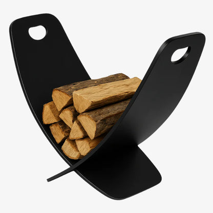 Log Rack Black – Birch Firewood Holder with Modern Nordic Style