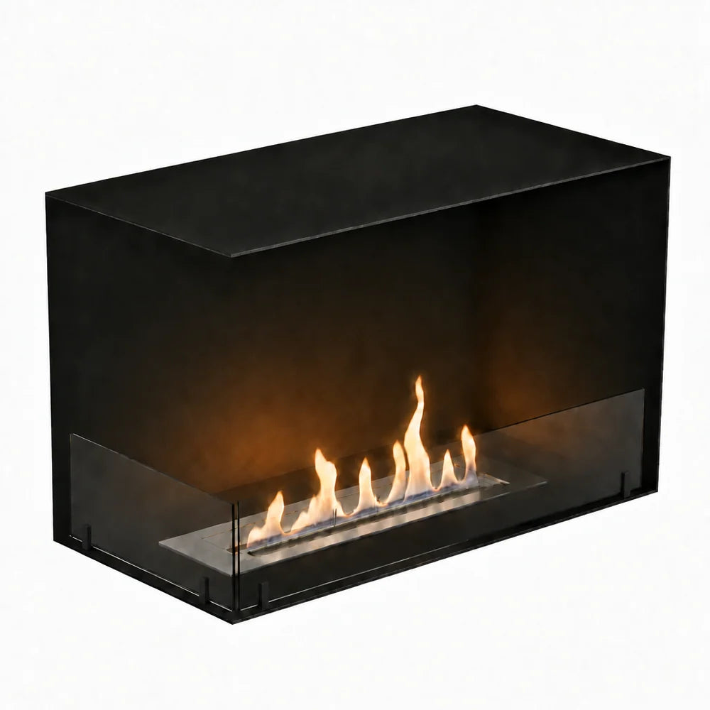 Foco Corner Left 800 Manual Bioethanol Fireplace with Two Sided Flames
