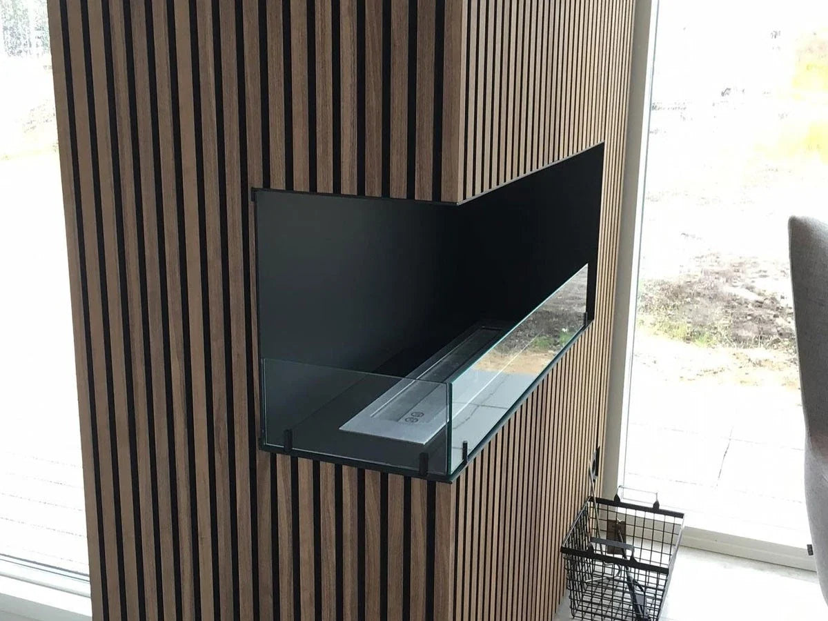 Foco Corner Left 800 Manual Bioethanol Fireplace with Two Sided Flames