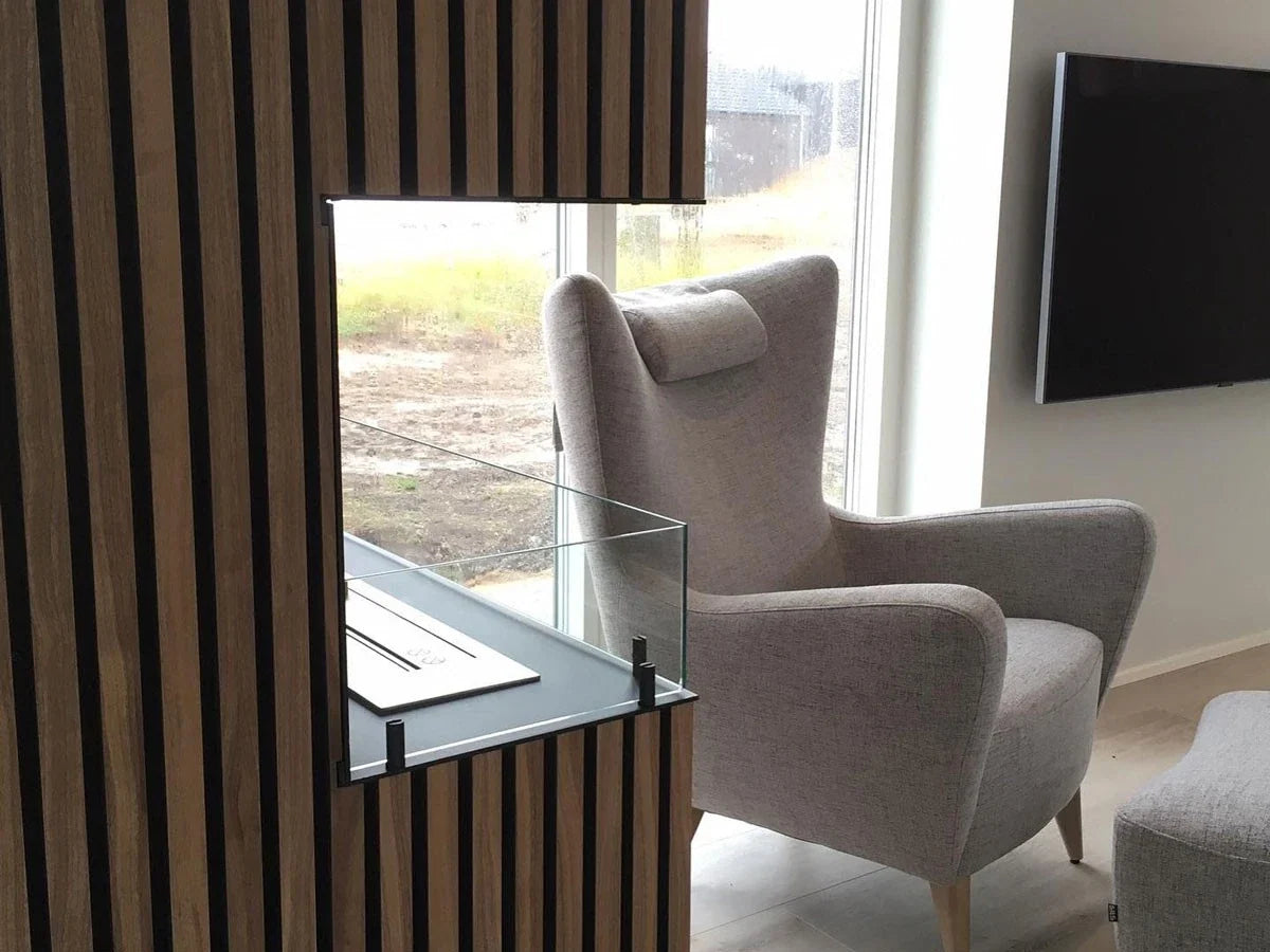 Foco Corner Left 800 Manual Bioethanol Fireplace with Two Sided Flames