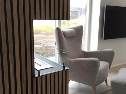 Foco Corner Left 800 Manual Bioethanol Fireplace with Two Sided Flames