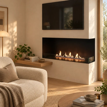 Foco Corner Right 1200 Manual Bioethanol Fireplace with Two Sided Flames