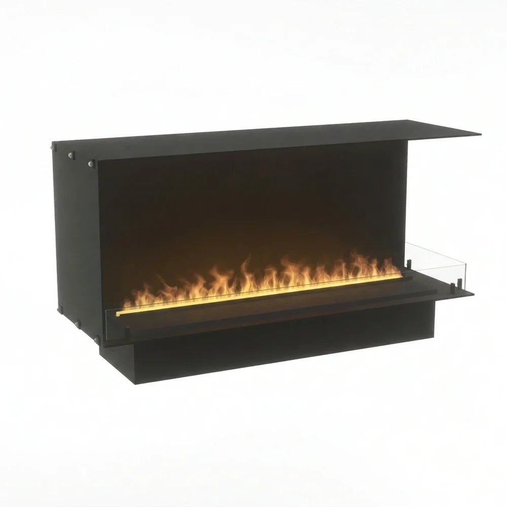 Foco Myst Corner Right 1200 Water Vapour Fireplace in Matte Black