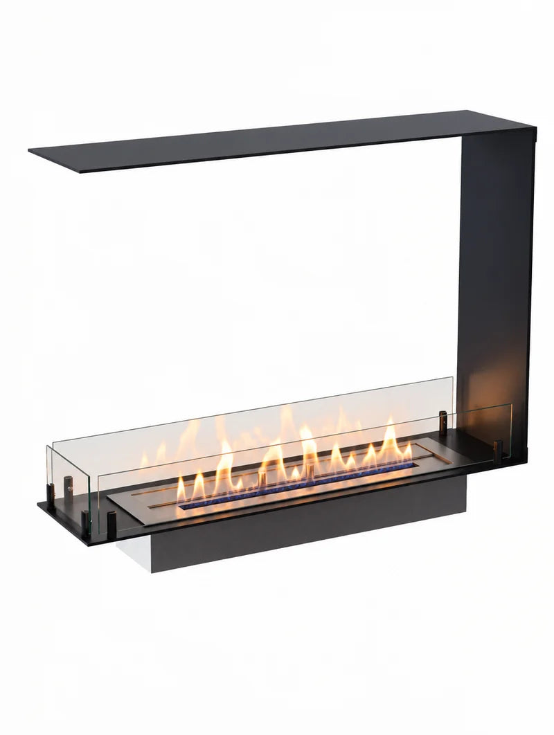 Foco Room Divider 800 Slim Bioethanol Fireplace with Three Sided Flames