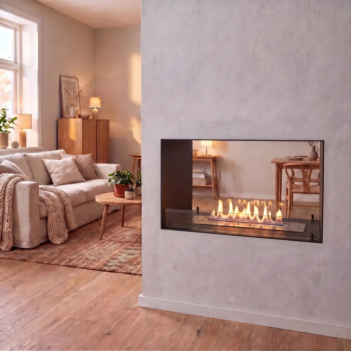 Foco Two 1000 Double Sided Manual Bioethanol Fireplace