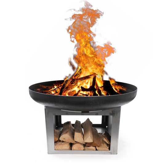 HEAT Fresvik Fire Bowl with Log Storage – 80cm