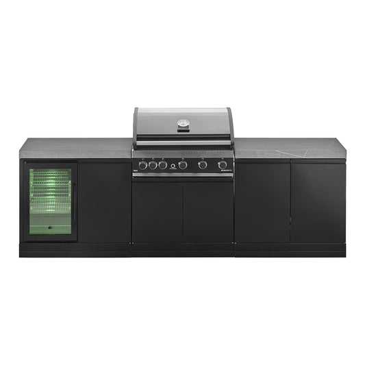 GrandPro Eite Outdoor Kitchen Pro 4 Burner Barbecue, and Fridge - 2.7m