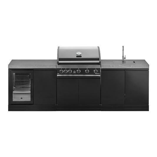 GrandPro Elite Outdoor Kitchen,  4 Burner Barbecue, Fridge plus Sink - 2.7m