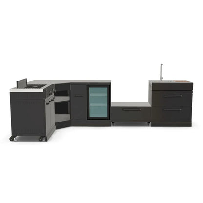 GRLLR Connect L-Shaped Modular Outdoor Kitchen with Kamado Grill, Sink, Stove & Fridge | Garden Kitchen UK