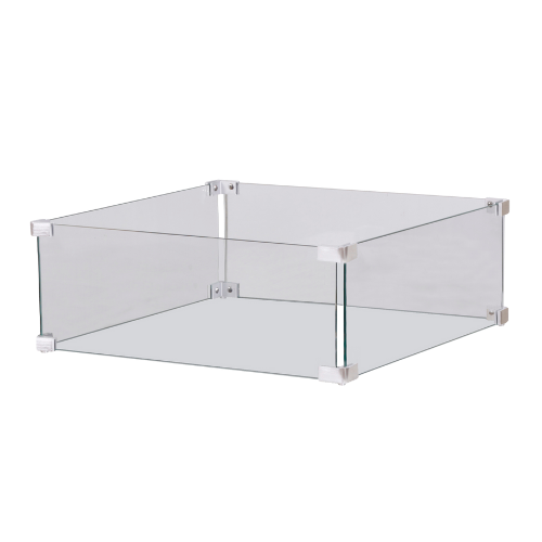 Happy Cocooning Square Glass Windscreen Fire Pit Table