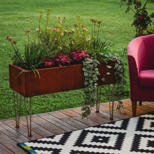 GrillSymbol Freja Corten Steel Raised Planter | Designer Garden Flower Box