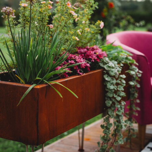 GrillSymbol Freja Corten Steel Raised Planter | Designer Garden Flower Box