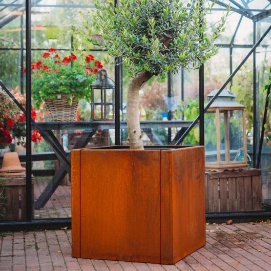 GrillSymbol Clara XL Corten Steel Planter | Large Square Outdoor Garden Planter
