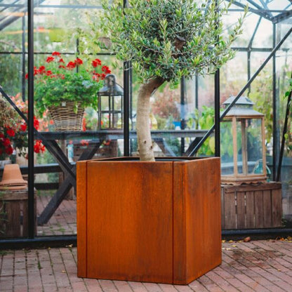 GrillSymbol Clara XL Corten Steel Planter | Large Square Outdoor Garden Planter