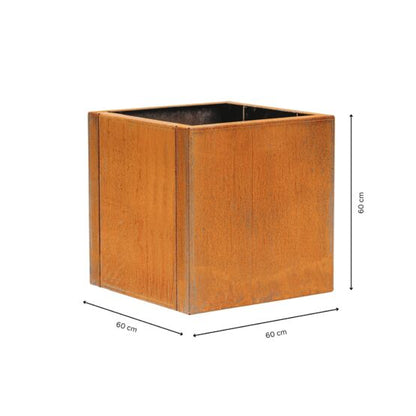 GrillSymbol Clara XL Corten Steel Planter | Large Square Outdoor Garden Planter