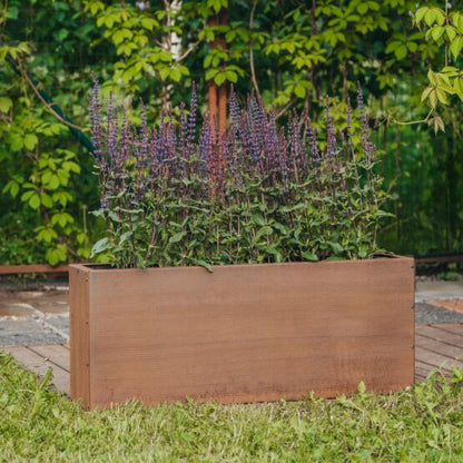GrillSymbol Corten Steel Planter Lilly-S, 100x22x40 cm