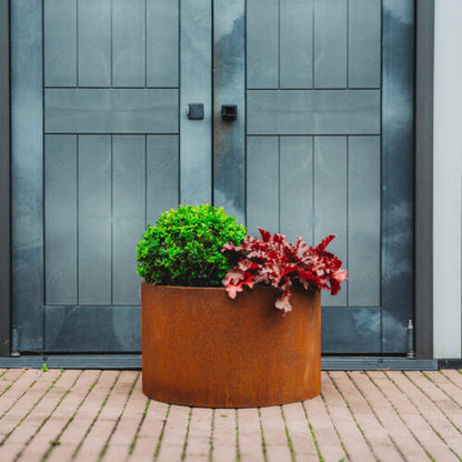 GrillSymbol Mia Corten Steel Planter | Premium Round Outdoor Garden Planter
