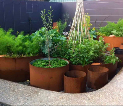 Hampton Bottomless Cylindrical Planter Rustic Patina Steel