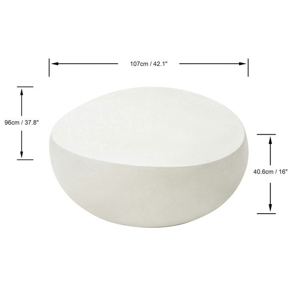 Elementi, Ikaria Cobble Coffee Table, Cream White Outdoor/Indoor