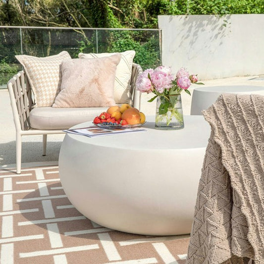 Elementi, Ikaria Cobble Coffee Table, Cream White Outdoor/Indoor