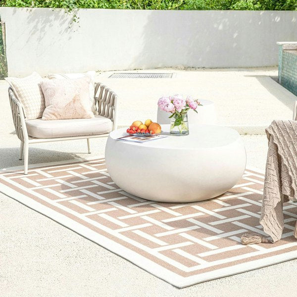 Elementi, Ikaria Cobble Coffee Table, Cream White Outdoor/Indoor