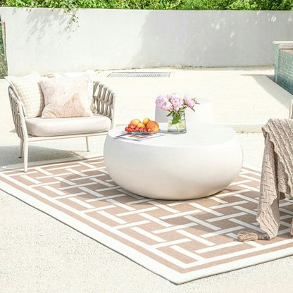 Elementi, Ikaria Cobble Coffee Table, Cream White Outdoor/Indoor