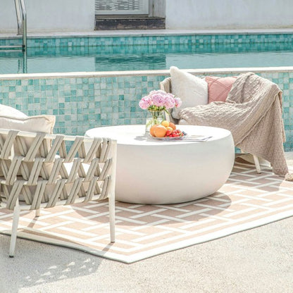 Elementi, Ikaria Cobble Coffee Table, Cream White Outdoor/Indoor