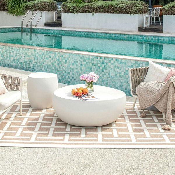 Elementi, Ikaria Cobble Coffee Table, Cream White Outdoor/Indoor