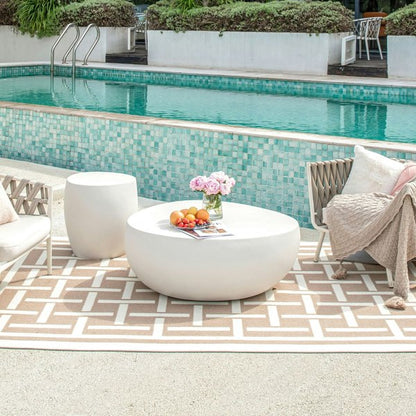 Elementi, Ikaria Cobble Coffee Table, Cream White Outdoor/Indoor