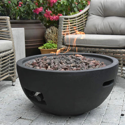 Elementi, Jefferson Fire Bowl, Glass-Fibre Reinforced Concrete Outdoor Propane, 40,000 BTUs