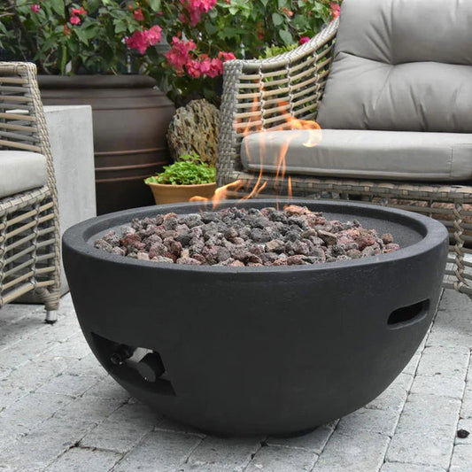 Elementi, Jefferson Fire Bowl, Glass-Fibre Reinforced Concrete Outdoor Propane, 40,000 BTUs