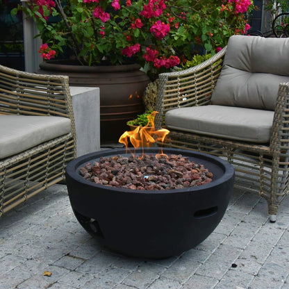 Elementi, Jefferson Fire Bowl, Glass-Fibre Reinforced Concrete Outdoor Propane, 40,000 BTUs