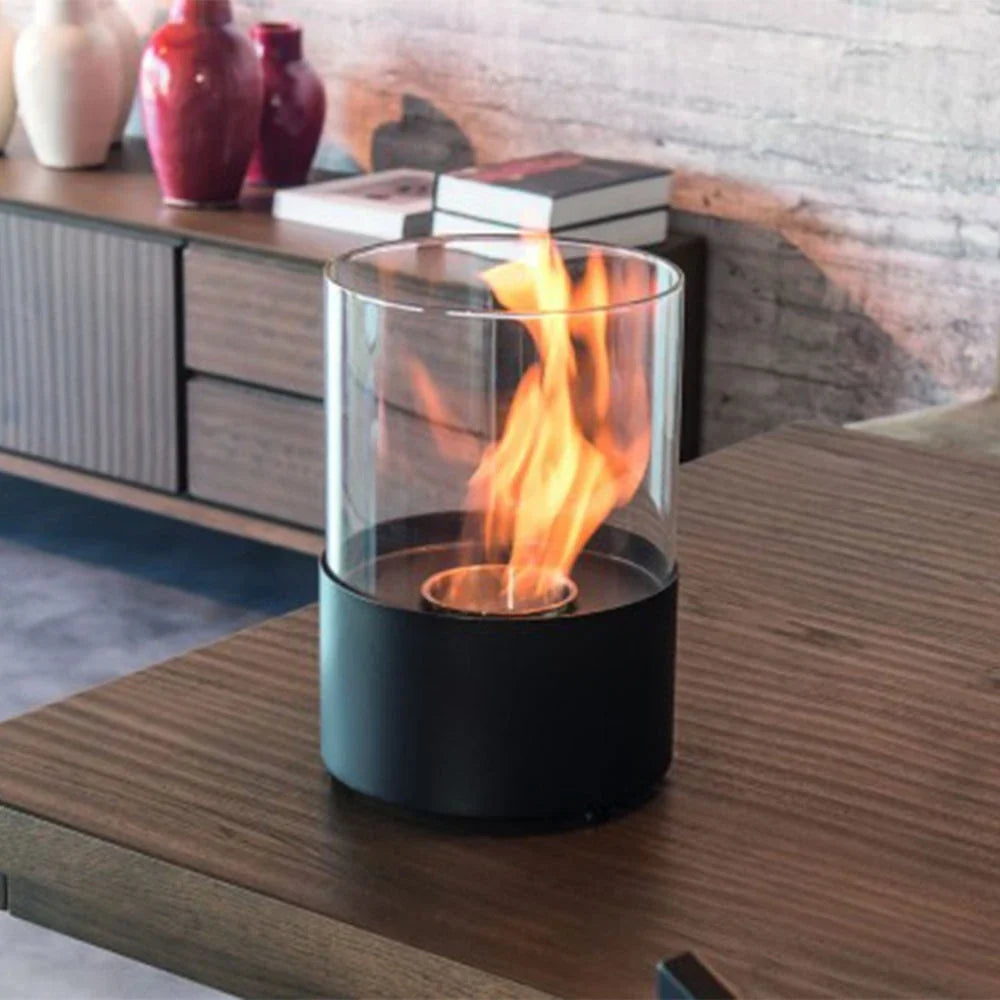 ScandiFlames Kennington Black Round Tabletop Bioethanol Fireplace