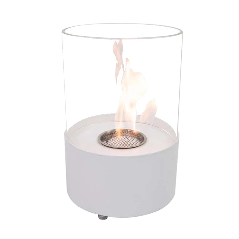 ScandiFlames Kennington White Round Tabletop Bioethanol Fireplace