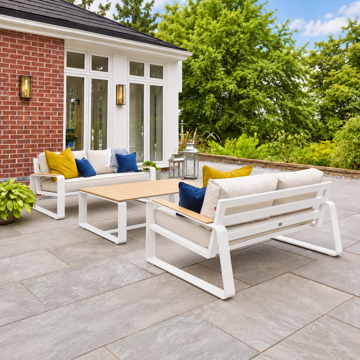 Hex Living Lounge Set Porcelain White | Premium Outdoor Furniture
