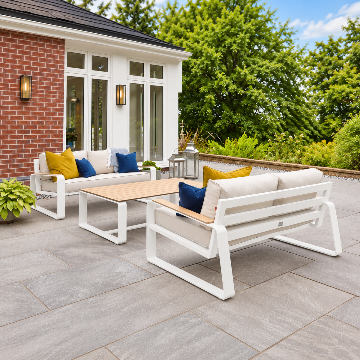 Hex Living Lounge Set Porcelain White | Premium Outdoor Furniture