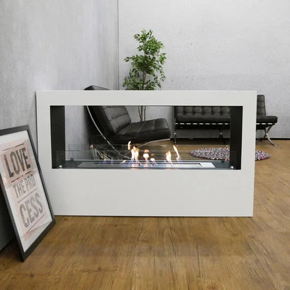 ScandiFlames Lansing XL White Two Sided Bioethanol Fireplace