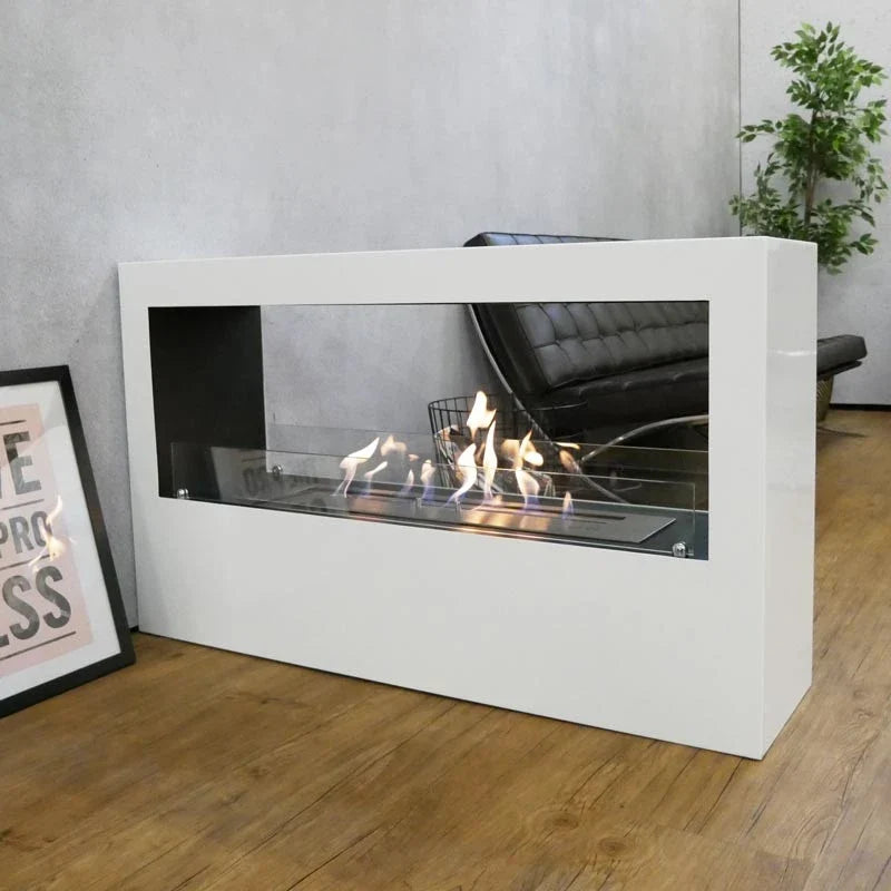 ScandiFlames Lansing XL White Two Sided Bioethanol Fireplace