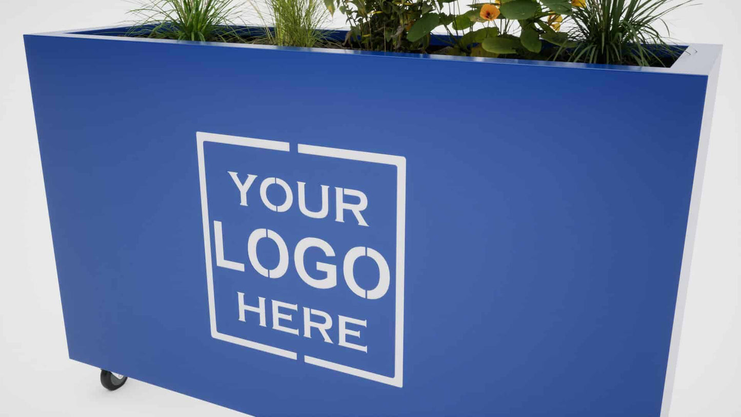 Custom Branded Cube Steel Cafe Barrier Planter