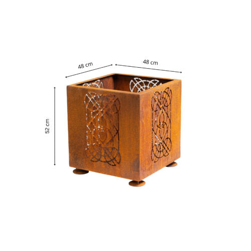 GrillSymbol Laterna Square Corten Steel Fire Pit for Modern Gardens