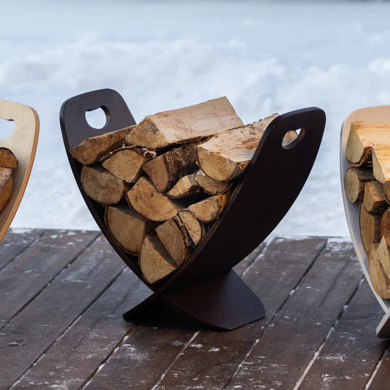 Log Rack Espresso – Indoor Firewood Holder in FSC Birch Wood