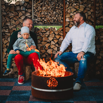 GrillSymbol, Lucas Mini, Corten Steel Wood Burning, Fire Pit with Celtic Design