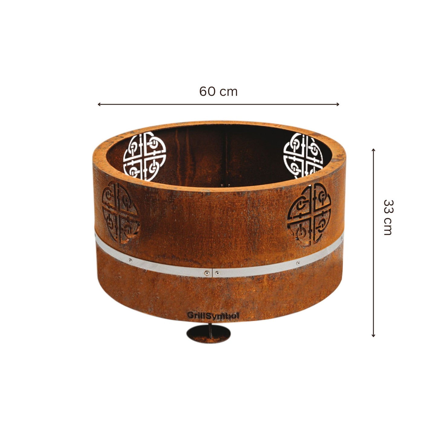 GrillSymbol, Lucas Mini, Corten Steel Wood Burning, Fire Pit with Celtic Design