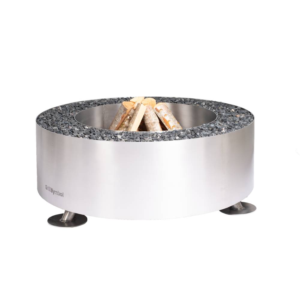 GrillSymbol Stainless Steel Fire Pit Luna Silver